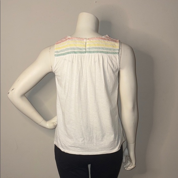 LOFT White and Pink Tank Top with Round Neckline - Picture 8 of 9